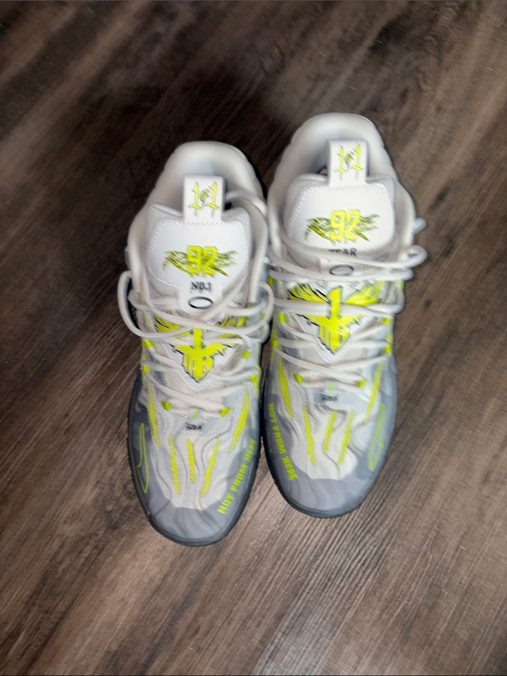 White & Neon Yellow Athletic Sneakers, size 11.5 , puma, Melo 4